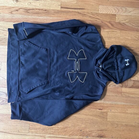 Under Armour Hoodie Men's S Black Small Loose Hooded Center Logo Sweatshirt - Picture 9 of 11